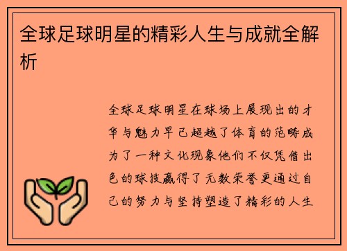 全球足球明星的精彩人生与成就全解析
